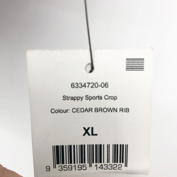 Cotton On: Body Womens Strappy Sports Crop Top XL Brown Rib Scoop Neck Yoga NWT - Picture 7 of 10